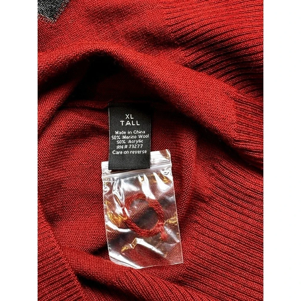 NEW Apt 9 Men's Argyle Merino Blend Sweater Big & Tall XL 1/4 Zip Mockneck